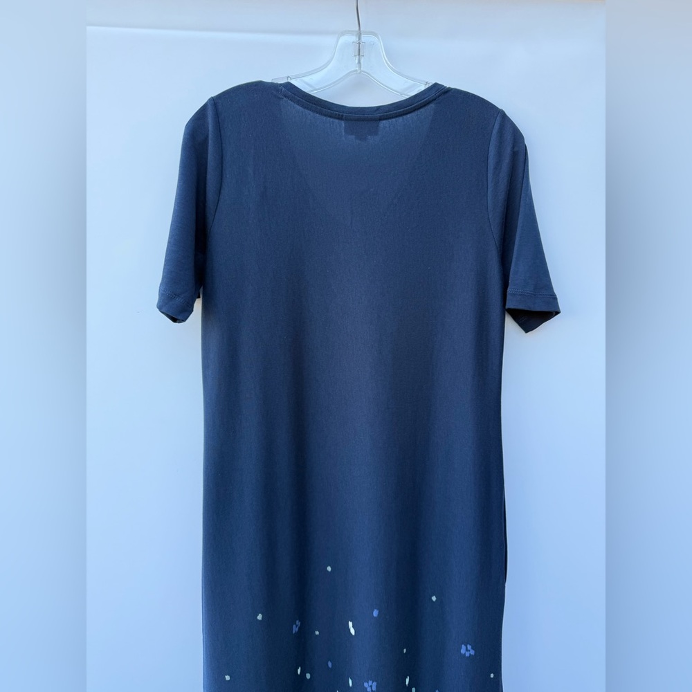 Pure J. Jill Navy Floral Border-Print Maxi Dress Pockets Side Slits - Picture 10 of 14